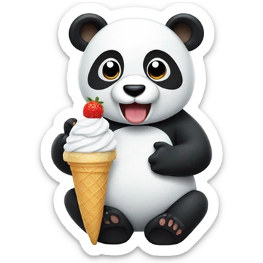 Panda eating ice cream sticker