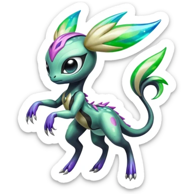 Colorful Shiny Edgy Cool Badass Painted Splashed Exotic Meloetta-Palkia-Virizion-Venom-Stitch-Fakémon-creature-hybrid sticker
