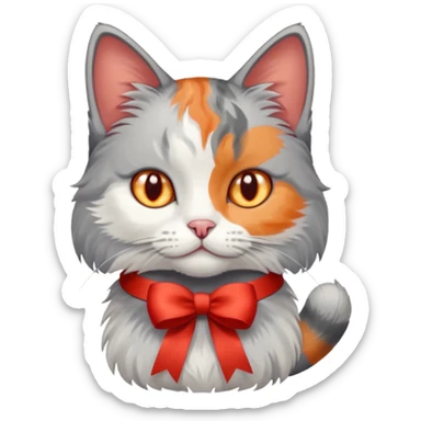 Dilute calico cat with ribbon sticker
