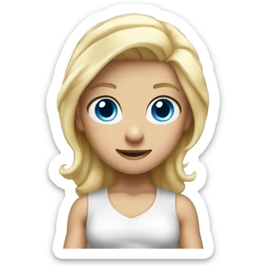 blonde blue eyed girl flexing full body sticker