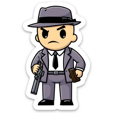 mafia gangster with tommy gun sticker