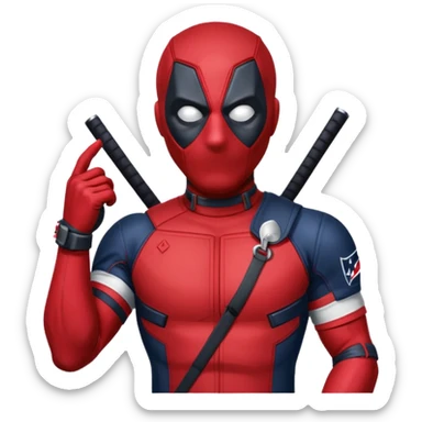 Deadpool with the New England Patriots sticker