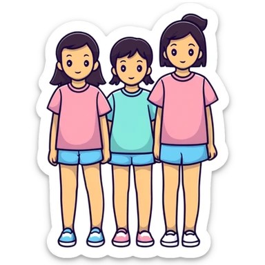 3 girls standing in a group sticker