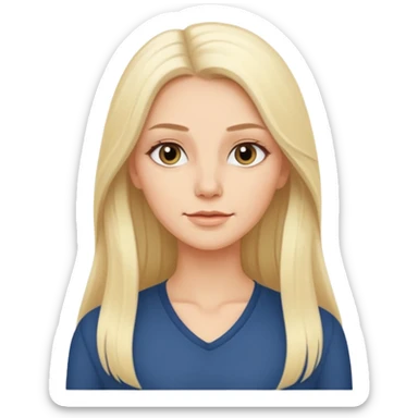 Stylized emoji portrait of a sexy long-haired white-blonde woman, confident expression, smooth skin, minimal makeup, full height  sticker