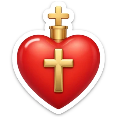 Red heart with gold cross sticker