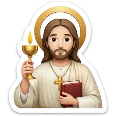 Jesus holding the Eucharist, celebrating Catholic Mass sticker