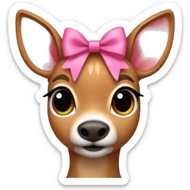 fawn with pink bow  sticker