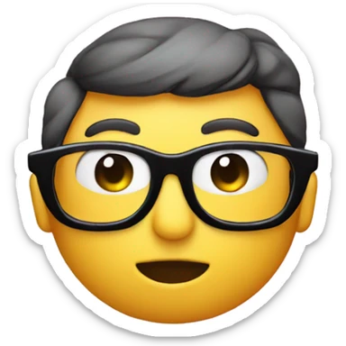 Pink round emoji smiley with black nerd glasses and bow on top of head  sticker