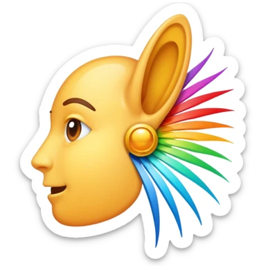 an ear with sound rays coming out sticker
