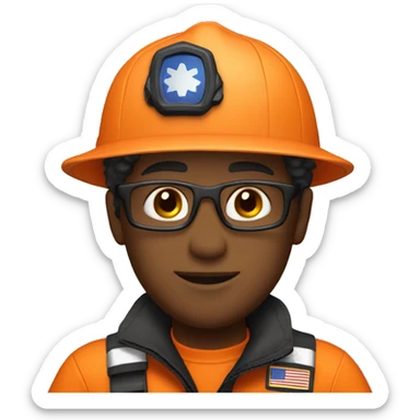 search an rescue personnel orange uniform sticker