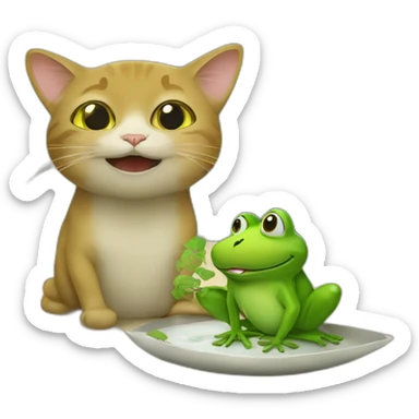 Un chat qui mange une grenouille sticker
