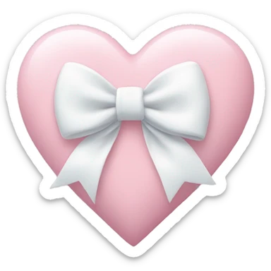 Pastel pink heart with white bow sticker