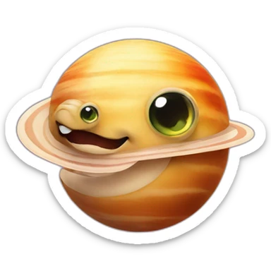 planet Venus with a cartoon smirking snail face sticker