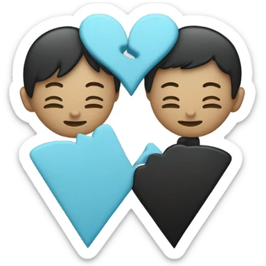 Half black and baby blue heart sticker