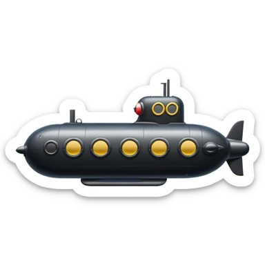 can you generate an emoji of a small black submarine with only two portholes? sticker