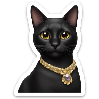Glamorous black cat sticker