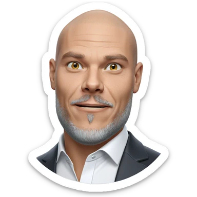 bald man in white shirt sticker