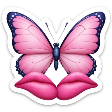 Lips kissing a butterfly  sticker