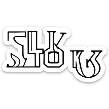 letters BLK in black western font with silver outline sticker