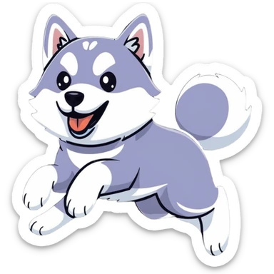 husky dog jumping in the air sticker