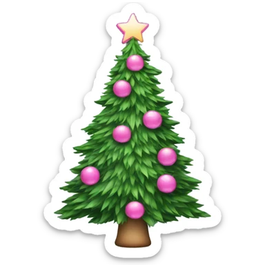 a christmas tree with pink bow on the top  sticker
