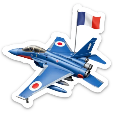 the french flag filling the entire background, and on front the mirage fighter jet sticker