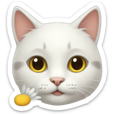 Cat with daisies arounds sticker