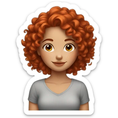Red head girl, with beautiful curly hair and freckles, brown eyes! sticker
