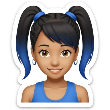 Lisa Left Eye Lopes black ponytail hair, blue tank top sticker