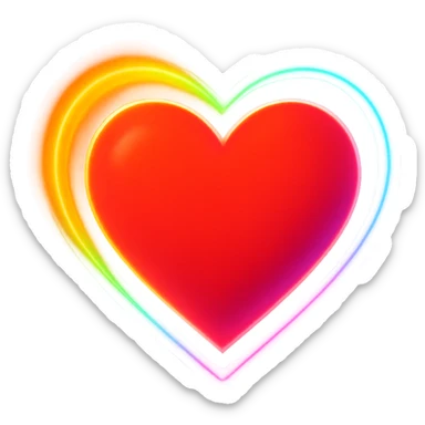 heart icon with a rainbow aura, digital illustration sticker