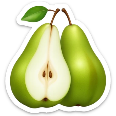 Green pear cut in half front only sticker