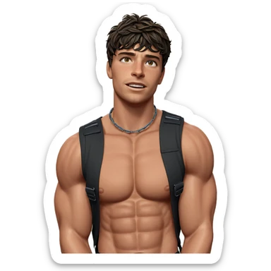muscular boy in outdoor scene sticker