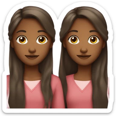 Brown girl twins with long hair sticker