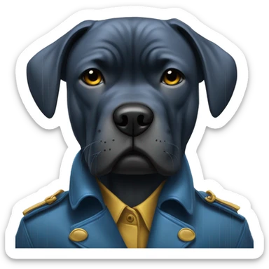  A CaneCorso crying in the rain in a blue and gold trench coat. sticker