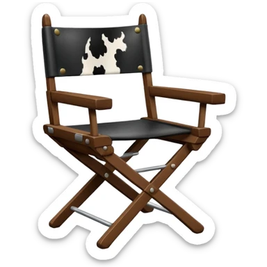 Director's chair from the back with a Friesan cow sitting in it sticker