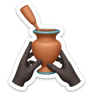 Minimalistic flat vector icon, iOS style, thin black contour on white background. Hands shaping a small clay vase. Clean, no text, no shadow sticker
