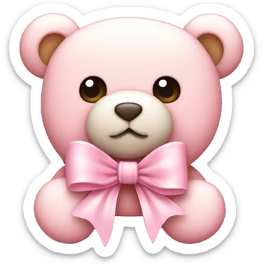 light pink cute teddy bear bow sticker