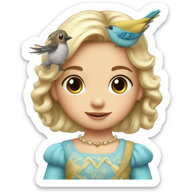 Little girl princess outfit with bird's  sticker