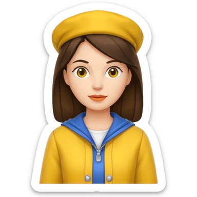 brunette woman with yellow dutch clothing sticker