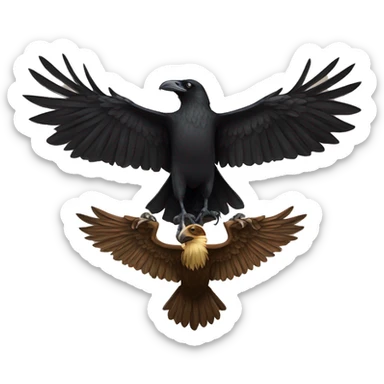 Crow on the back of an eagle sticker