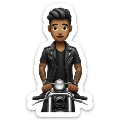 motorcycle boy with tattoos making a rizzing face white race sticker