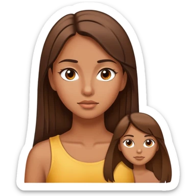 a girl with straight brown hair and tanned skin, side eye sticker