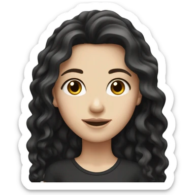 extremely white girl with long black wavy hair   sticker