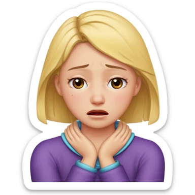 Girl crying with arms around her neck  sticker