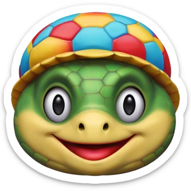 a turtle with clown face sticker