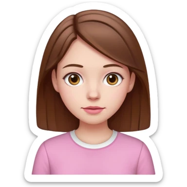 Pale girl brown hair and wearing pink and white shirt sticker