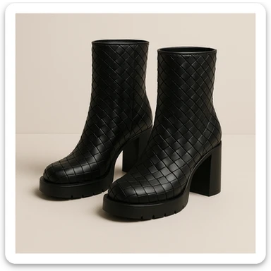 Bottega Veneta boots, luxury woven pattern, stylish and contemporary, simple background sticker