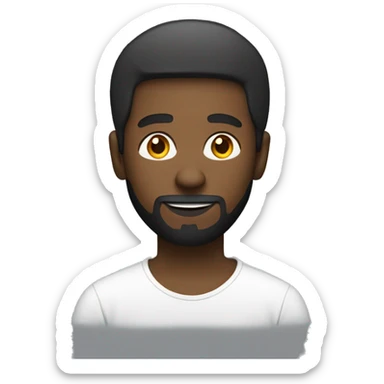 black man software developer with short hair and a little beard and a white tshirt with Javascript logo  profile image sticker