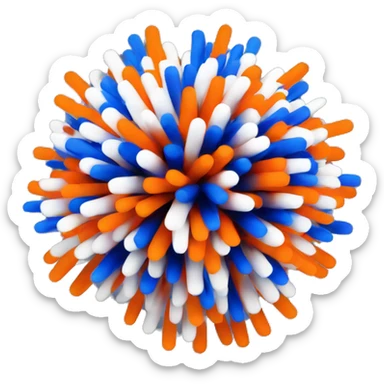 one orange and blue and white pom pom for cheerleaders  sticker