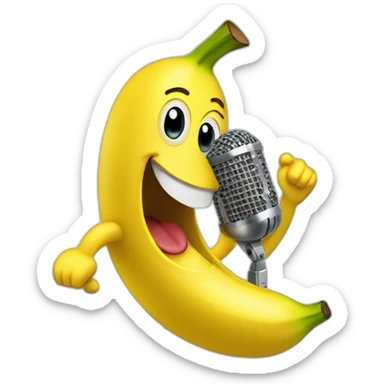Banana singing with microphone sticker
